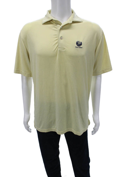 Peter Millar Mens Polo Shirt Yellow Polyester Collared Short Sleeve Size M