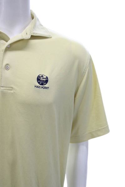 Peter Millar Mens Polo Shirt Yellow Polyester Collared Short Sleeve Size M