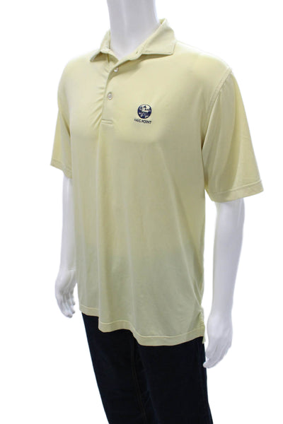 Peter Millar Mens Polo Shirt Yellow Polyester Collared Short Sleeve Size M