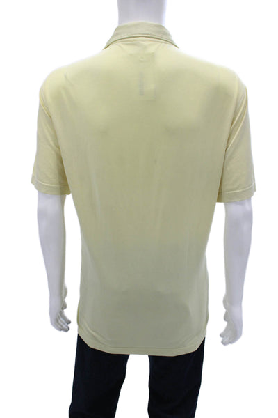 Peter Millar Mens Polo Shirt Yellow Polyester Collared Short Sleeve Size M
