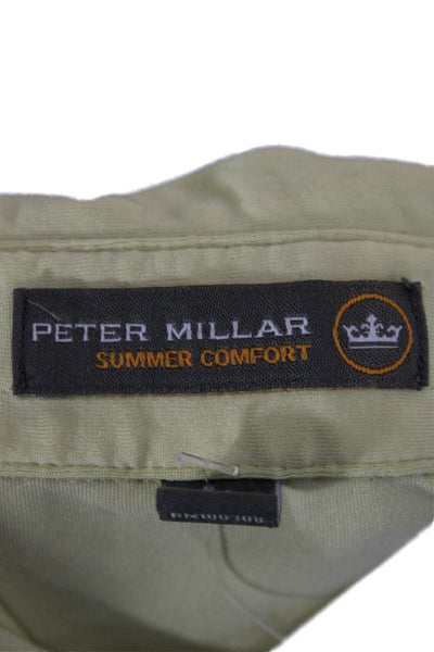 Peter Millar Mens Polo Shirt Yellow Polyester Collared Short Sleeve Size M