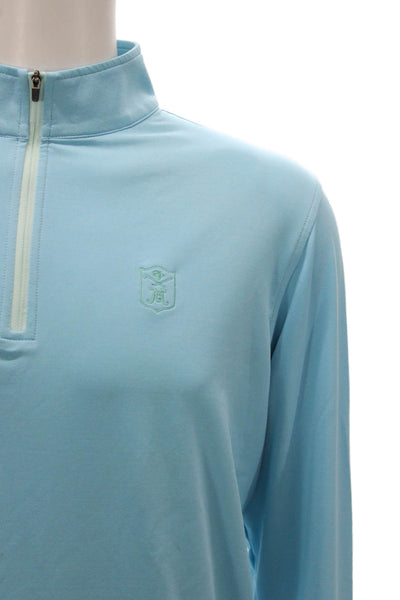 Peter Millar Mens Pullover Blue Mock Neck Zip Long Sleeve Polyester Size L