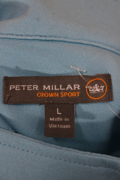 Peter Millar Mens Pullover Blue Mock Neck Zip Long Sleeve Polyester Size L