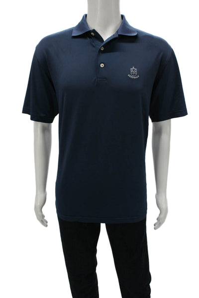 Peter Millar Mens Blue Collared Short Sleeve Polo Golf Polyester Spandex Size M