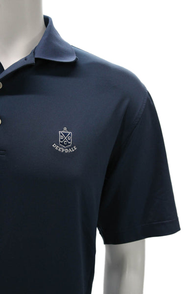 Peter Millar Mens Blue Collared Short Sleeve Polo Golf Polyester Spandex Size M