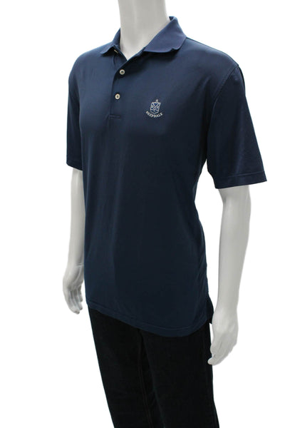 Peter Millar Mens Blue Collared Short Sleeve Polo Golf Polyester Spandex Size M