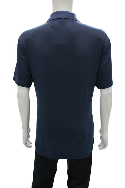 Peter Millar Mens Blue Collared Short Sleeve Polo Golf Polyester Spandex Size M