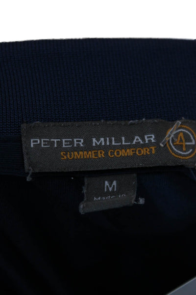 Peter Millar Mens Blue Collared Short Sleeve Polo Golf Polyester Spandex Size M