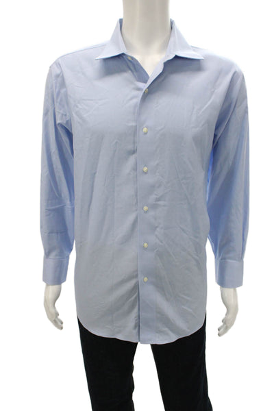 Brooks Brothers Mens Buttondown Dress Shirt Blue Supima Cotton Size M