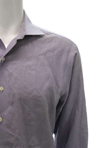 Brooks Brothers Mens Button-Down Dress Shirt Purple Cotton Check Size L