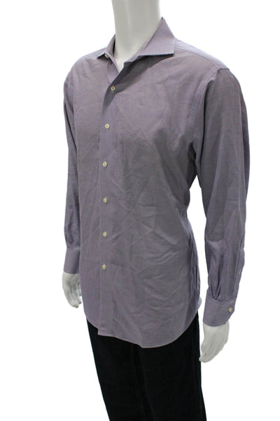 Brooks Brothers Mens Button-Down Dress Shirt Purple Cotton Check Size L