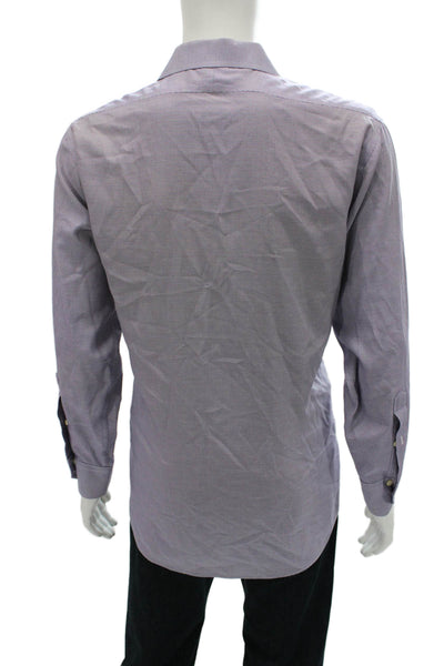 Brooks Brothers Mens Button-Down Dress Shirt Purple Cotton Check Size L