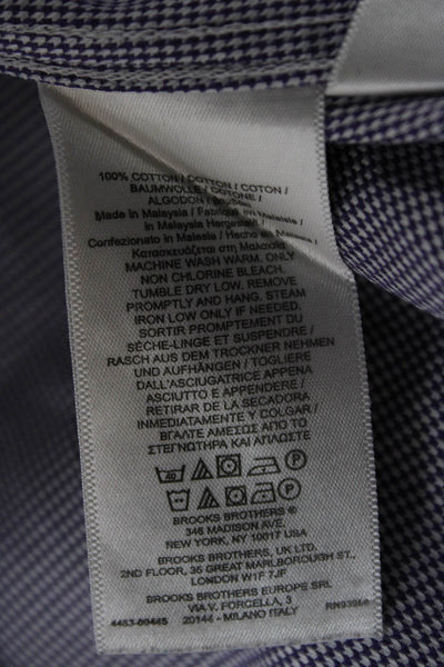 Brooks Brothers Mens Button-Down Dress Shirt Purple Cotton Check Size L