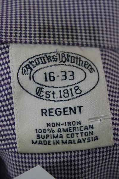 Brooks Brothers Mens Button-Down Dress Shirt Purple Cotton Check Size L