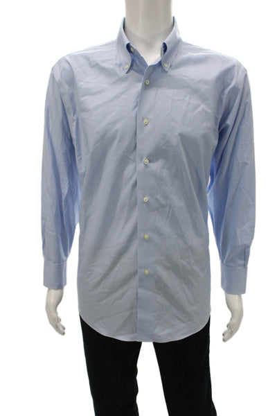 Brooks Brothers Mens Button Down Dress Shirt Blue Supima Cotton Collared Size L