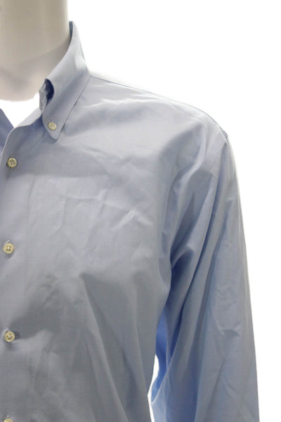 Brooks Brothers Mens Button Down Dress Shirt Blue Supima Cotton Collared Size L