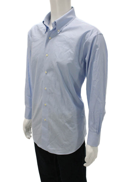 Brooks Brothers Mens Button Down Dress Shirt Blue Supima Cotton Collared Size L
