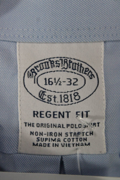 Brooks Brothers Mens Button Down Dress Shirt Blue Supima Cotton Collared Size L