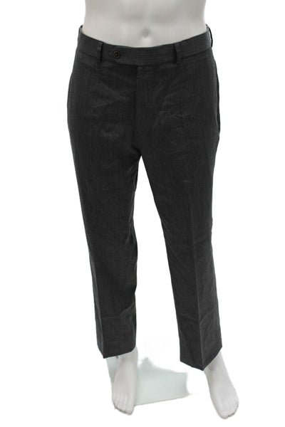 Brooks Brothers Mens Gray Wool Dress Pants Button Fly Size 36