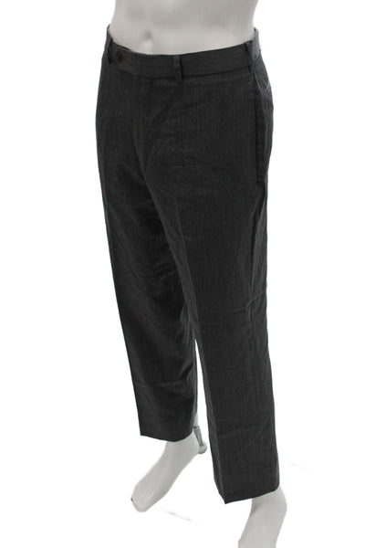 Brooks Brothers Mens Gray Wool Dress Pants Button Fly Size 36