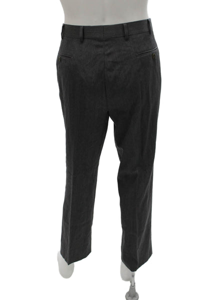 Brooks Brothers Mens Gray Wool Dress Pants Button Fly Size 36