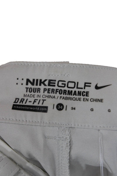 Nike Golf Mens Athletic Beige Polyester Button Shorts Size 34