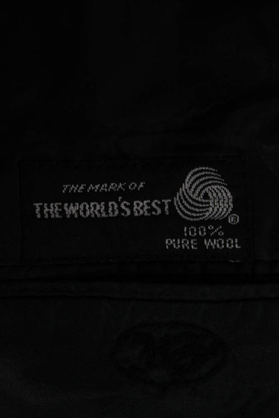 Hickey Freeman Mens Suit Jacket Black Striped Wool Button Size 42