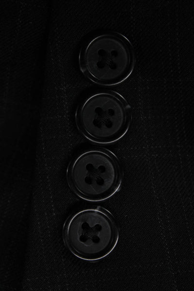 Egara Mens Blazer Black Plaid Wool Blend Button Front Fall Size 42