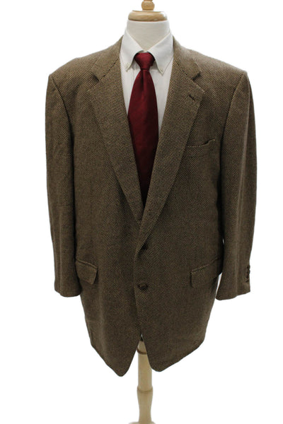 Brioni Mens Houndstooth Cashmere Blazer Brown Size 52