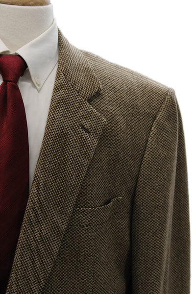 Brioni Mens Houndstooth Cashmere Blazer Brown Size 52