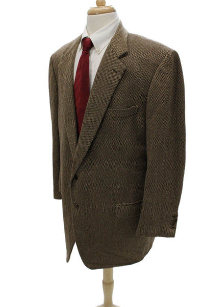 Brioni Mens Houndstooth Cashmere Blazer Brown Size 52