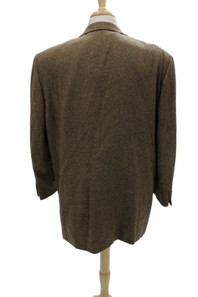Brioni Mens Houndstooth Cashmere Blazer Brown Size 52