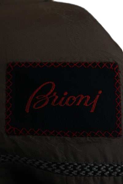 Brioni Mens Houndstooth Cashmere Blazer Brown Size 52
