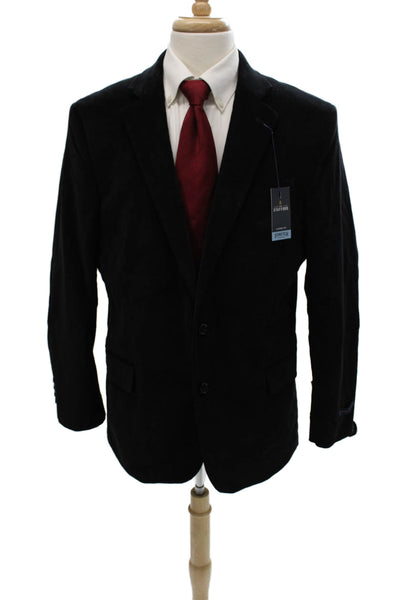 Stafford Mens Black Cotton Blazer Button Solid Fall Size 44