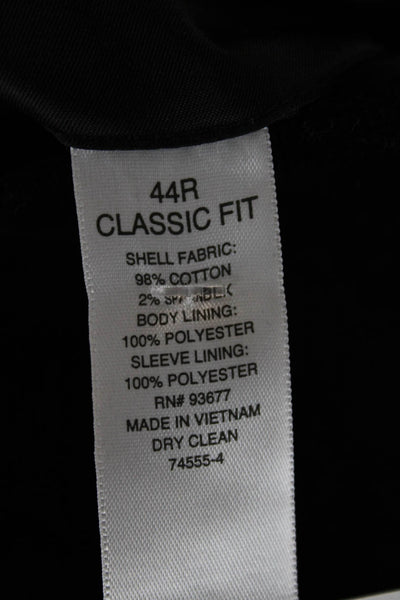 Stafford Mens Black Cotton Blazer Button Solid Fall Size 44