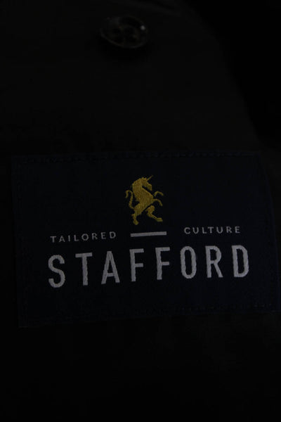 Stafford Mens Black Cotton Blazer Button Solid Fall Size 44