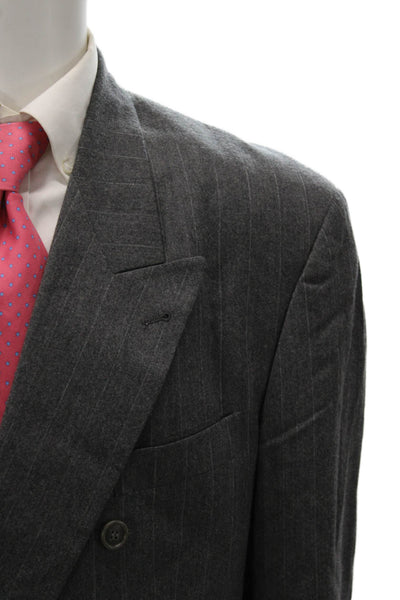 Boss Hugo Boss Men 2 Piece Striped Wool Gray Suit Size 44