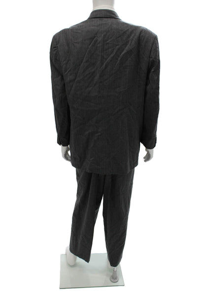 Boss Hugo Boss Men 2 Piece Striped Wool Gray Suit Size 44