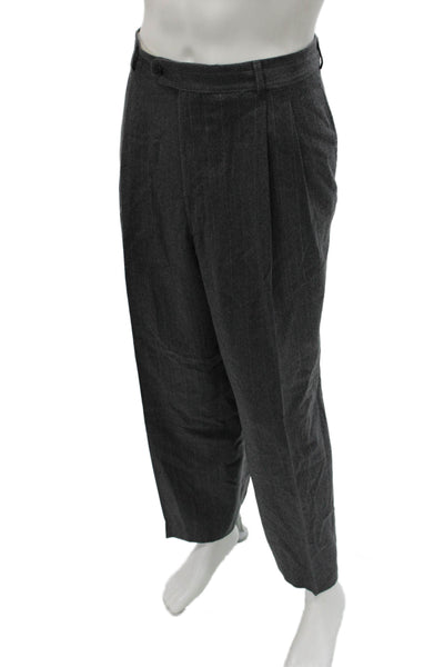 Boss Hugo Boss Men 2 Piece Striped Wool Gray Suit Size 44