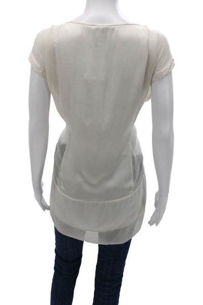 Eileen Fisher Women Ivory Silk Spandex Tunic Sleeveless Round Neck Size M