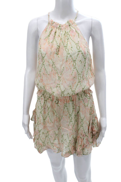 Ramy Brook Womens Mini Halter Dress White Viscose Geometric Knee Size S