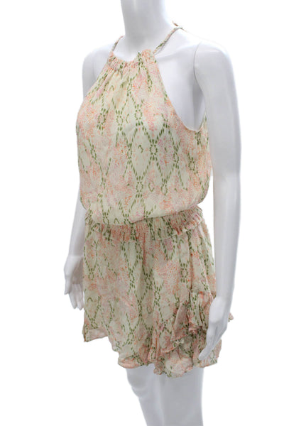 Ramy Brook Womens Mini Halter Dress White Viscose Geometric Knee Size S