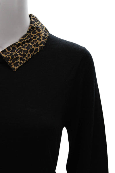 J Crew Womens Merino Wool Crew Neck Pullover Sweater Black Size M
