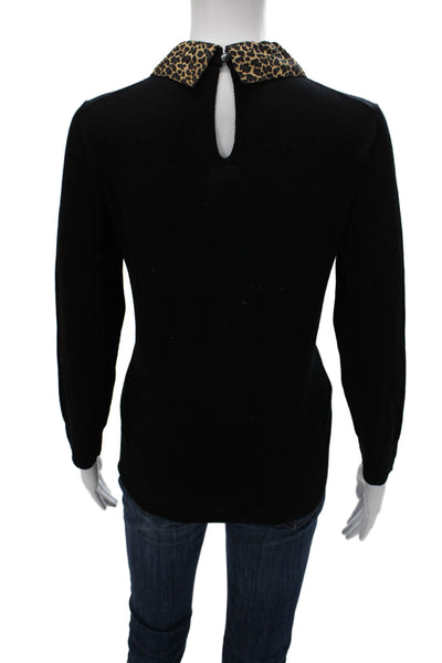 J Crew Womens Merino Wool Crew Neck Pullover Sweater Black Size M
