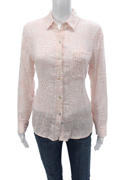 Rails Women Collar Animal Print Organic Cotton Button-Up Top Long Sleeve Size XS
