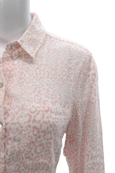 Rails Women Collar Animal Print Organic Cotton Button-Up Top Long Sleeve Size XS