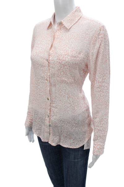 Rails Women Collar Animal Print Organic Cotton Button-Up Top Long Sleeve Size XS
