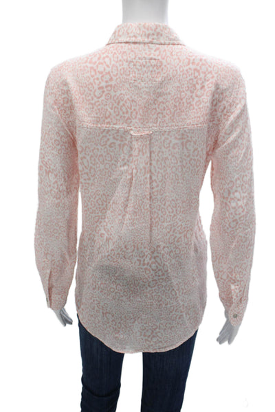 Rails Women Collar Animal Print Organic Cotton Button-Up Top Long Sleeve Size XS