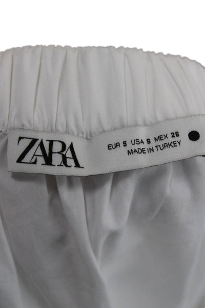 Zara Womens Off Shoulder Cotton Button Up Top Long Sleeve White Size S