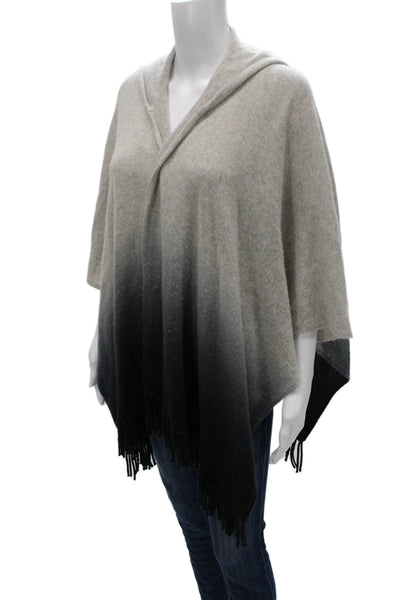 Minnie Rose Womens Cape Cashmere V-Neck Sweater Gray Size One Size
